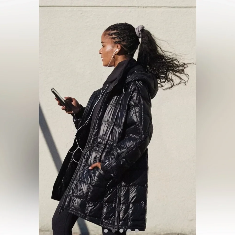 Free People Movement Patricia Packable Poncho Puffer Hooded Zip Fleece Collar - Picture 2 of 7